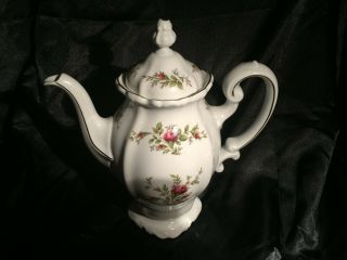 Large Traditions Fine China Johann Haviland Teapot Coffee Pot Moss Rose Pattern 2
