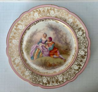 Sevres Château Des Tuileries Porcelaine Courting Couple Portrait Pink Plate