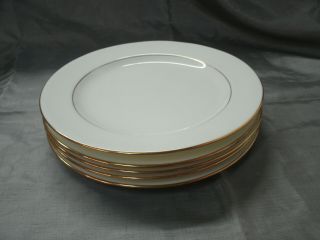 Royal Cauldon 5800 Set Of 6 - 8 3/4 " Salad Plates White Gold Rim & Verge England