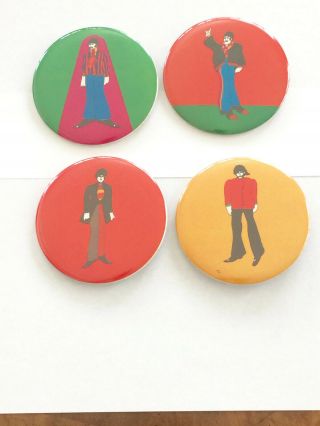 Beatles Yellow Submarine Buttons - Set Of 4 -
