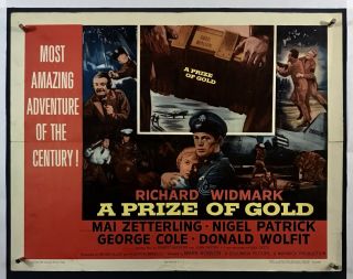 Prize Of Gold Movie Poster (verygood) Half Sheet 1955 Richard Widmark 052f