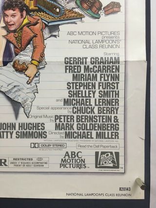 CLASS REUNION Movie Poster (Good, ) One Sheet 1982 National Lampoons 1158 4