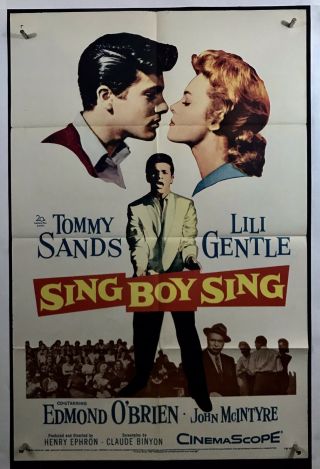 Sing Boy Sing Movie Poster (fine) One Sheet 1958 Tommy Sands Lili Gentle 1707