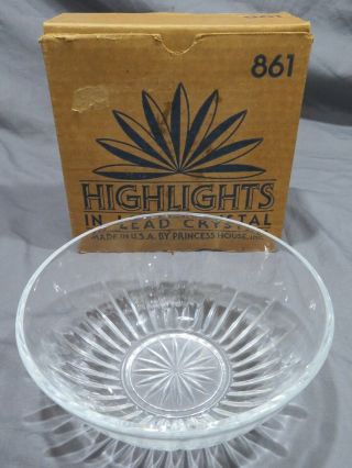 7” Princess House " Highlights” 861 Lead Crystal Bowl Made In The Usa