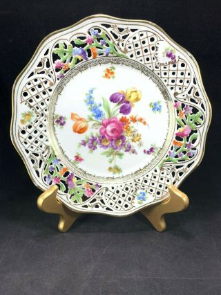 Schumann Dresden Bavaria Germany Reticulated Flowers Chateau Wall Decor Plate