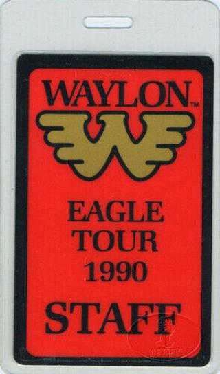 Waylon Jennings 1990 Laminated Backstage Pass Red