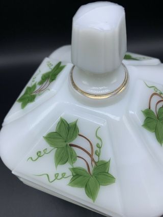 Vintage Westmoreland Milk Glass Handpainted Pedestal Candy Dish 7