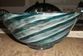 Murano Art Glass Multi Colored Freeformed Footed Swirl Studio Bowl