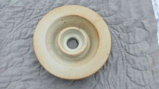 Antique Primitive Butter Churn Stoneware Tan Glaze Pottery 5.  5 " Art 1 1/2 " Tall