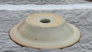 Antique Primitive Butter Churn Stoneware Tan Glaze Pottery 5.  5 