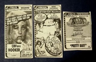 3 R - Rated 1979 - 80 Newspaper Ads / Up In Smoke / Cry Of A Hooker / Pretty Baby