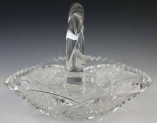 VTG American Brilliant ABP Cut Glass Bride ' s Bouquet Basket Applied Twist Handle 3