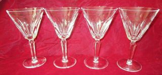 Set Of 4 Waterford 7 " Sheila Cut Crystal Water / Wine Glasses (b)