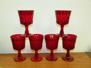 Set Of 6 Vintage Noritake Perspective Ruby Red Stemware Water Goblets Barware