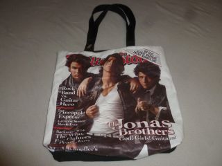 Rolling Stones Jonas Brothers Nylon Cotton Canvas Tote Bag Shoulder & Pin 2009