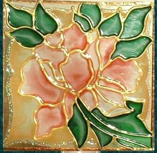 Pink Rose Night Light Wall Plug In Flower Decor Floral Stain Art Glass Gift
