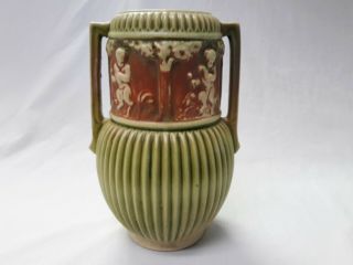 Antique Roseville Pottery Donatello Ceramic Vase With Handles – 91719d