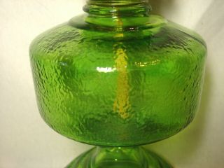 RARE Vintage P & A Risdon Green Vaseline Glass HURRICANE OIL LAMP LANTERN 5