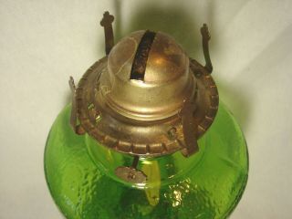 RARE Vintage P & A Risdon Green Vaseline Glass HURRICANE OIL LAMP LANTERN 7