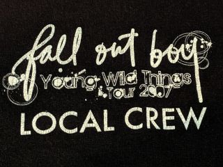 Fall Out Boy Young Wild Things Tour 2007 Local Crew Concert T - Shirt Adult Xl