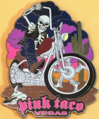 Hard Rock Hotel Las Vegas 2017 Pink Taco Magnet Skeleton On Chopper Motorcycle