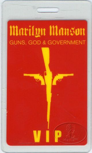 Marilyn Manson 2002 Guns God & Government Laminated Backstage Pass