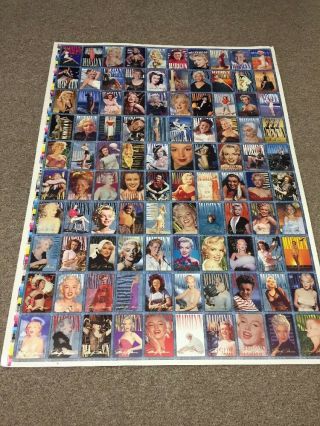 Marilyn Monroe,  100 Trading Cards,  Uncut Poster 2 Sides 3’ X 26 1/2”