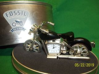 Limited Edition Fossil Watch Motorcycle Clock With Case - 2003 - F54