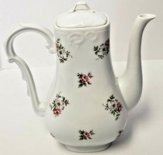 Princess House Rose Garden Teapot Coffee Pot And Lid 9 " Tall 4 Cups