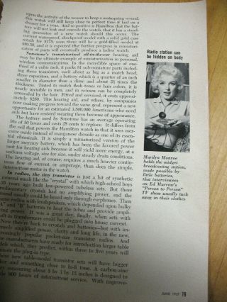 Marilyn Monroe 1957 Orig.  Ad B&w Print