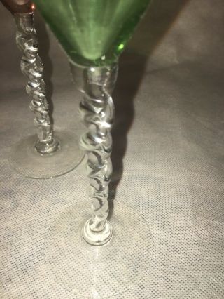 8 Vintage Twisted Stem Cocktail Glasses 3 OZ Multi Color,  Martini/Cordial/Wine 4