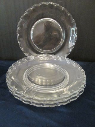 Fostoria Glass Century Set Of 4 Luncheon Plates Clear Tear Drop Beaded Edge