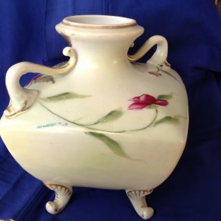 Antique Nippon Double Handle Footed Vase Signed