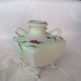 Antique Nippon Double Handle Footed Vase Signed 8