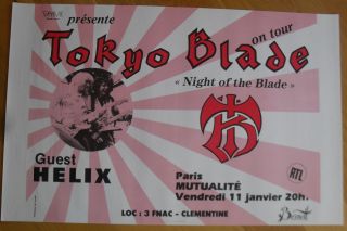 Tokyo Blade Helix Nwobhm French Concert Poster 