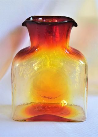 Rare 6 1/4 " Tall Blenko Amberina Glass Double 2 Spout Water Carafe Pitcher Vase