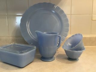 Vintage Delphine Pyrex - Cake Plate,  Jug,  Large Space Saver And Fruit Nappies