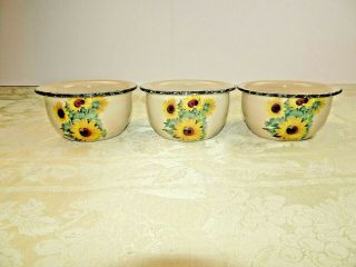 3 Home & Garden Party Sunflower Soup Chili Cereal Bowls 3 Stoneware U.  S.  A.