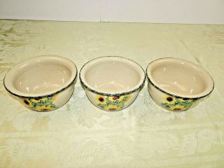 3 Home & Garden Party Sunflower Soup Chili Cereal Bowls 3 Stoneware U.  S.  A. 2