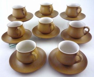 8 Denby / Langley Ode Cups & Saucers - Made In England - Mid Century Modern