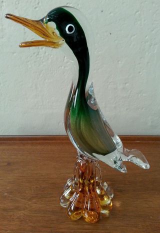 Vintage Murano Hand Made Art Glass Duck.  Near