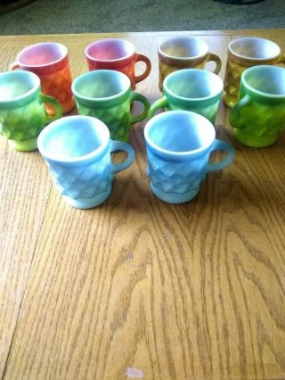 10 Vintage Anchor Hocking Fire King Coffee Cup Mug,  Blue,  Green,  Orange,  Yellow