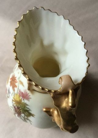 Antique Royal Worcester Blush China Floral Painted Creamer BRANCH Handle c1888 3