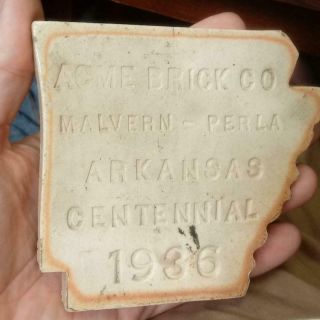 Old 1936 Acme Brick Co Malvern Perla Arkansas Centennial Figural Tile