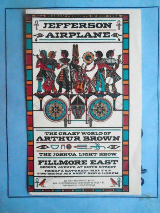 Original/bill Graham Fillmore East - Handbill - 6/jefferson Airplane - Authur Brown