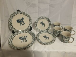 Folk Craft Moose Country By Tien Shane Dishes Set Of 12