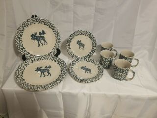 Folk Craft Moose Country By Tien Shane Dishes Set of 12 2