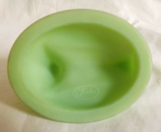 Vintage Fenton Lime Green Satin Glass Hen on Nest Covered Dish Signed 8