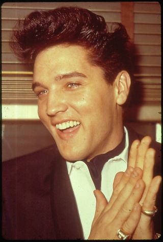 Elvis Presley 35mm Color Transparency Slide Of The King Having A Good Laugh