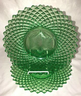 2 Westmoreland English Hobnail Light Green 9 " Round Luncheon Plates